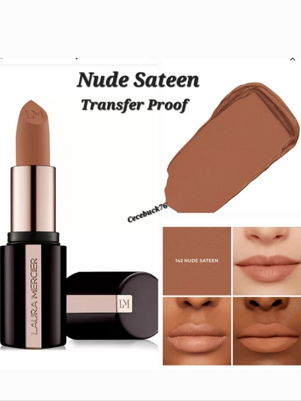 🌺Laura Mercier Nude Sateen Caviar Smoothing Matte Lipstick Longwear